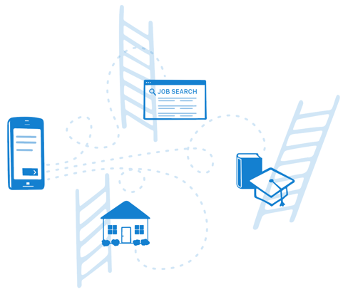 Illustration showing ladders and tools for record clearance